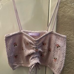 Lavender Floral Knit Crop Top